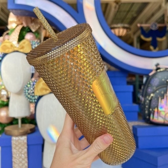 WALT Disney World 50th Anniversary Geometric Starbucks Tumbler with Straw – Gold - Picture 5 of 5